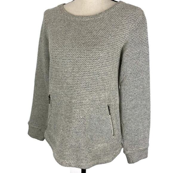 Kenar Scoopneck Sweater Cream Black Marled Hi Low with Pockets Medium - Picture 5 of 14